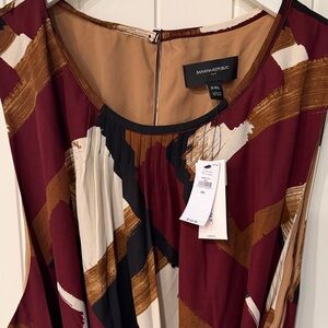 Banana Republic Burgundy and Tan Dress